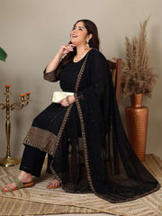 Women Plus Size Ethnic Motifs Printed Kurta with Palazzo & Dupatta