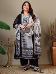 Women Plus Size Ethnic Motifs Printed Kurta with Palazzo & Dupatta