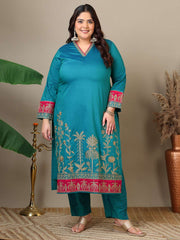 Women Ethnic Motifs Embroidered Regular Thread Work Kurta with Trousers & With Dupatta