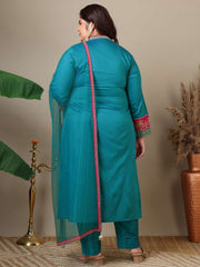 Women Ethnic Motifs Embroidered Regular Thread Work Kurta with Trousers & With Dupatta