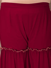 Floral Yoke Design Thread Work Georgette Straight Kurta With Sharara & Dupatta