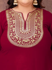 Floral Yoke Design Thread Work Georgette Straight Kurta With Sharara & Dupatta