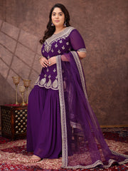 Women Plus Size Ethnic Motifs Sequinned Kurta with Sharara & Dupatta