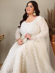 Women Floral Embroidered Empire Thread Work Kurta with Trousers & Dupatta