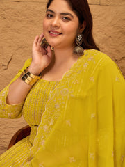 Ethnic Motifs Embroidered Georgette Kurta with Palazzos & Dupatta