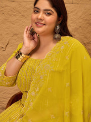 Ethnic Motifs Embroidered Georgette Kurta with Palazzos & Dupatta