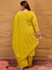 Ethnic Motifs Embroidered Georgette Kurta with Palazzos & Dupatta