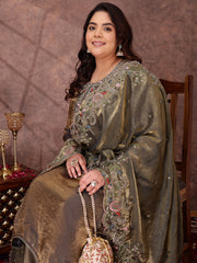 Women Floral Embroidered Regular Kurta with Trousers & With Dupatta