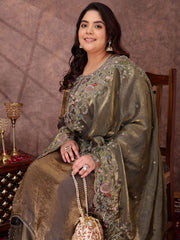 Women Floral Embroidered Regular Kurta with Trousers & With Dupatta