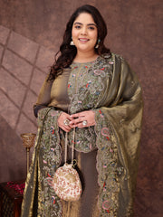 Women Floral Embroidered Regular Kurta with Trousers & With Dupatta