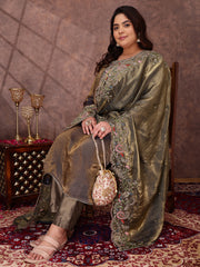 Women Floral Embroidered Regular Kurta with Trousers & With Dupatta