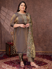 Women Floral Embroidered Regular Kurta with Trousers & With Dupatta