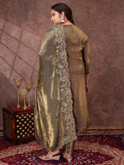 Women Floral Embroidered Regular Kurta with Trousers & With Dupatta