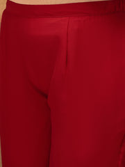 Ethnic Motifs Embroidered Sequinned Georgette Kurta with Trousers & Dupatta