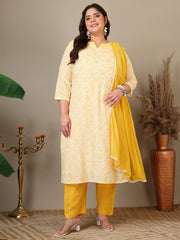Women Ethnic Motifs Printed Regular Kurta & Trousers With Dupatta