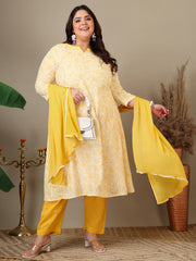 Women Ethnic Motifs Printed Regular Kurta & Trousers With Dupatta