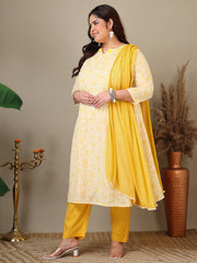 Women Ethnic Motifs Printed Regular Kurta & Trousers With Dupatta