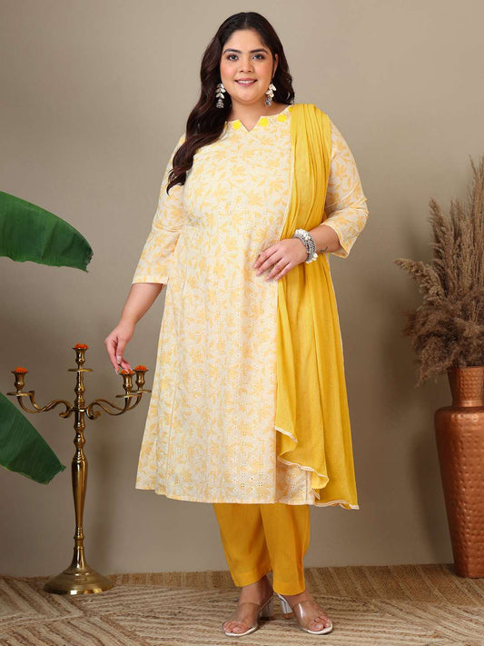 Women Ethnic Motifs Printed Regular Kurta & Trousers With Dupatta
