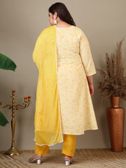 Women Ethnic Motifs Printed Regular Kurta & Trousers With Dupatta