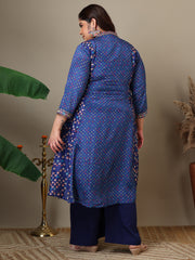 Women Geometric Printed A-Line Kurta with Palazzos