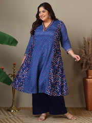 Women Geometric Printed A-Line Kurta with Palazzos