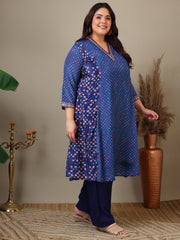 Women Geometric Printed A-Line Kurta with Palazzos