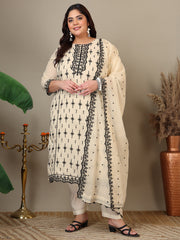 Women Ethnic Motifs Embroidered Thread Work Kurta with Trousers & With Dupatta
