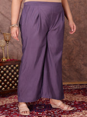 Floral Yoke Design Thread Work Anarkali Kurta With Palazzos & With Dupatta