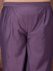 Floral Yoke Design Thread Work Anarkali Kurta With Palazzos & With Dupatta