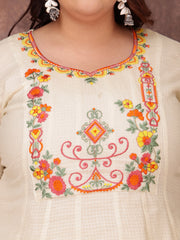 Women Floral Embroidered Thread Work Anarkali Kurta with Trousers & Dupatta