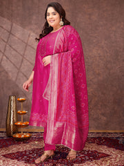 Women Floral Yoke Design Regular Sequinned Kurta with Trousers & With Dupatta