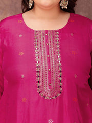 Women Floral Yoke Design Regular Sequinned Kurta with Trousers & With Dupatta