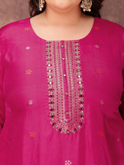 Women Floral Yoke Design Regular Sequinned Kurta with Trousers & With Dupatta