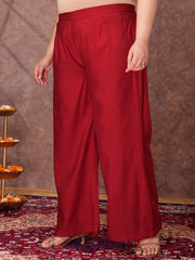 Women Floral Embroidered Thread Work Kurta with Palazzos & Dupatta