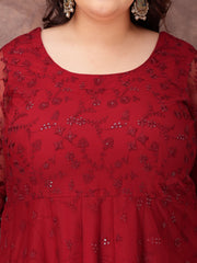 Women Floral Embroidered Thread Work Kurta with Palazzos & Dupatta