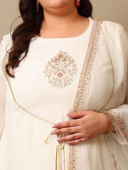 Ethnic Motifs Embroidered Panelled A-Line Zari Kurta With Sharara & Dupatta