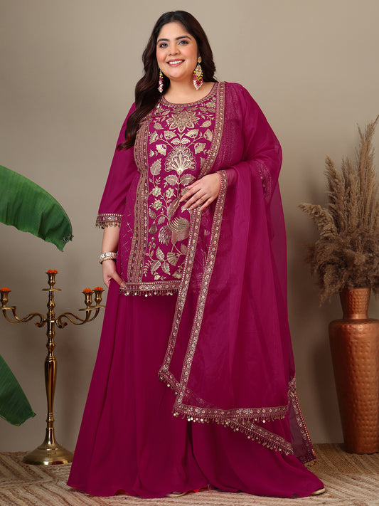Women Ethnic Motifs Embroidered Regular Kurta Palazzos & With Dupatta