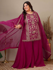 Women Ethnic Motifs Embroidered Regular Kurta Palazzos & With Dupatta