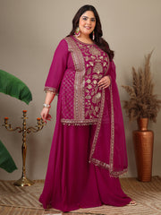 Women Ethnic Motifs Embroidered Regular Kurta Palazzos & With Dupatta