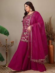 Women Ethnic Motifs Embroidered Regular Kurta Palazzos & With Dupatta