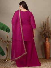 Women Ethnic Motifs Embroidered Regular Kurta Palazzos & With Dupatta