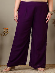 Women Plus Size Yoke Design Regular Thread Work Kurta with Palazzos & Dupatta