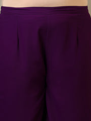 Women Plus Size Yoke Design Regular Thread Work Kurta with Palazzos & Dupatta