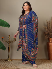 Women Plus Size Floral Printed Kurta with Palazzos & Dupatta