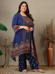 Women Plus Size Floral Printed Kurta with Palazzos & Dupatta