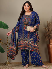 Women Plus Size Floral Printed Kurta with Palazzos & Dupatta