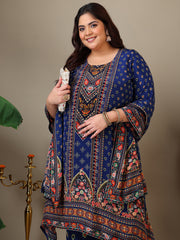 Women Plus Size Floral Printed Kurta with Palazzos & Dupatta