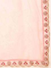 Plus Size Women Zari Thread Embroidered Crushed Organza Kurta Set with Dupatta