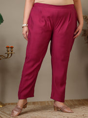 Women Plus Size Floral Embroidered A-Line Kurta with Trousers & Dupatta