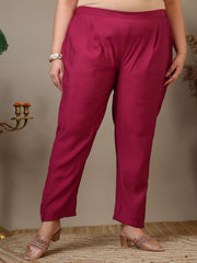 Women Plus Size Floral Embroidered A-Line Kurta with Trousers & Dupatta